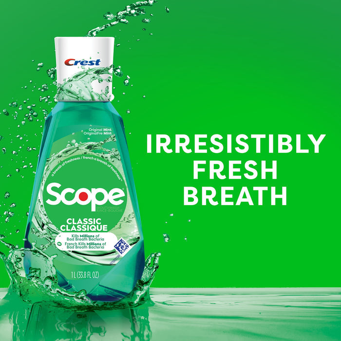 Crest Scope Classic Mouthwash, Original Mint, 2X1L