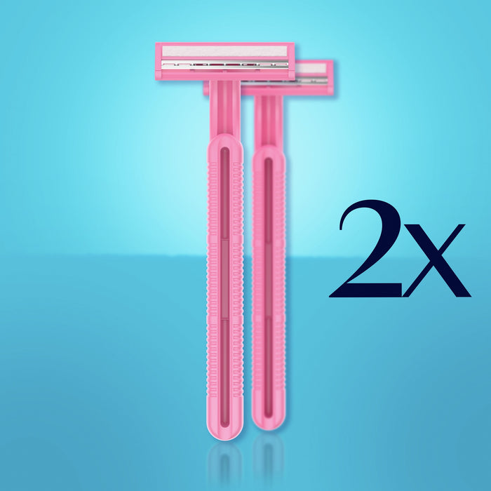 Daisy Gillette Disposable Razors for Women, 2-Bladed, 18 Count, Pink