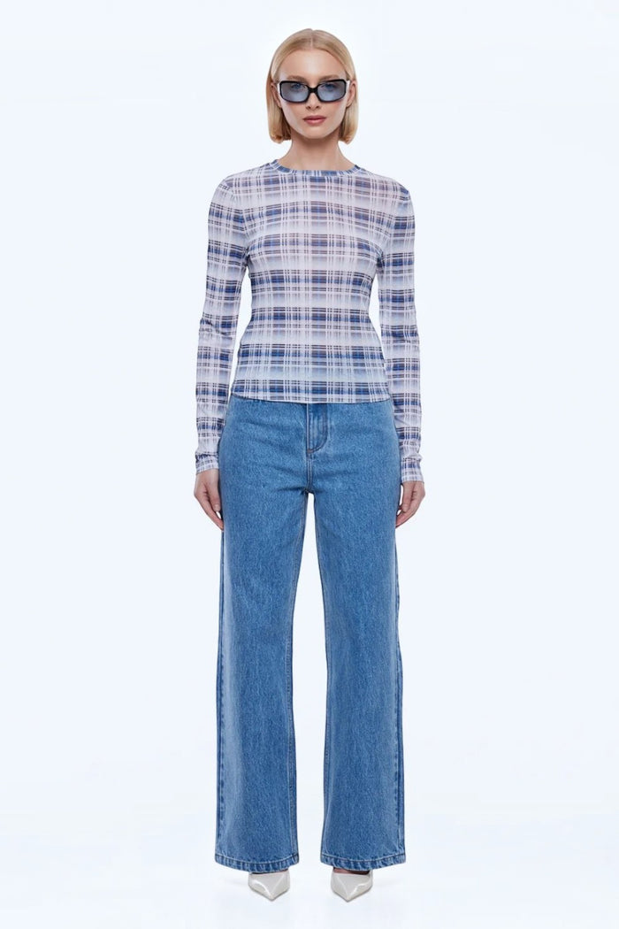 Daisy Long Sleeve Top | Faded Check