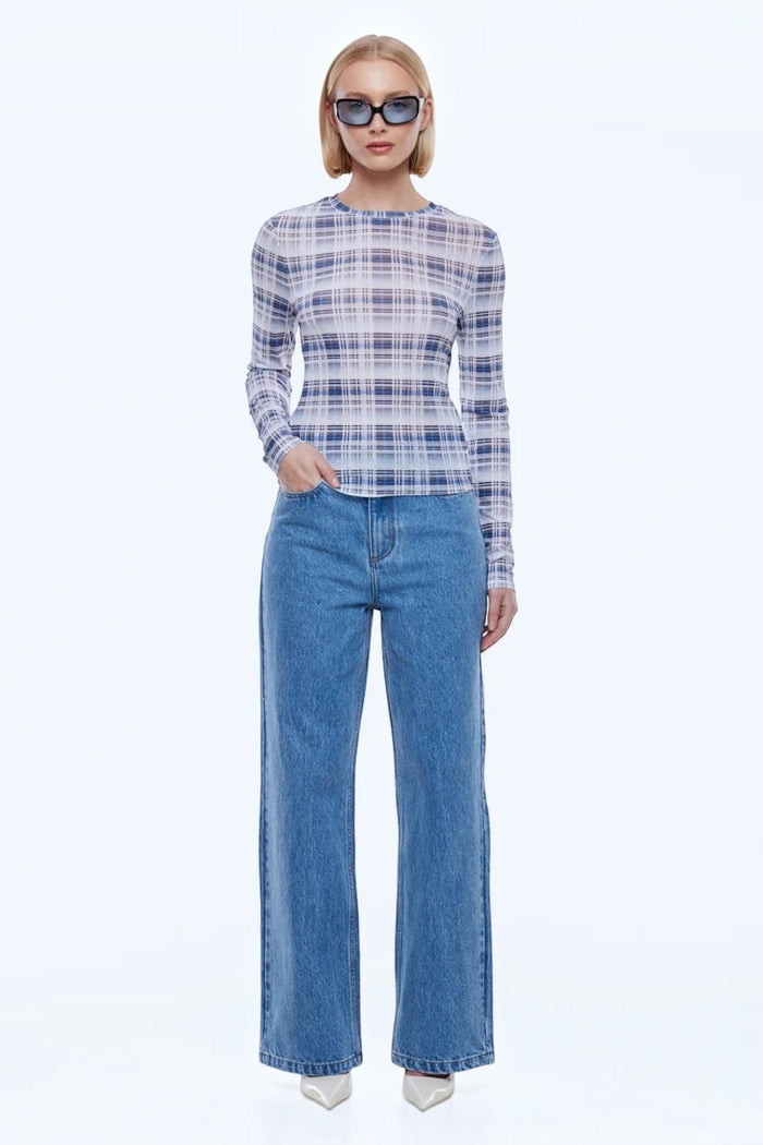 Daisy Long Sleeve Top | Faded Check