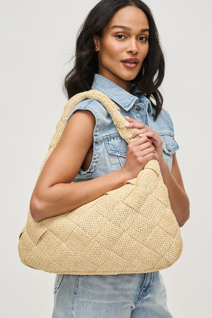 Dare to Dream Large Woven Straw Hobo Bag | Cream
