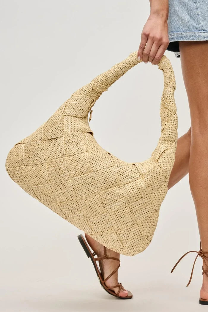 Dare to Dream Large Woven Straw Hobo Bag | Cream