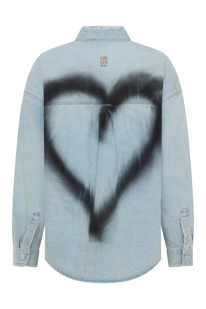Daydream Heart Oversized Denim Shirt | Sea Mist Blue
