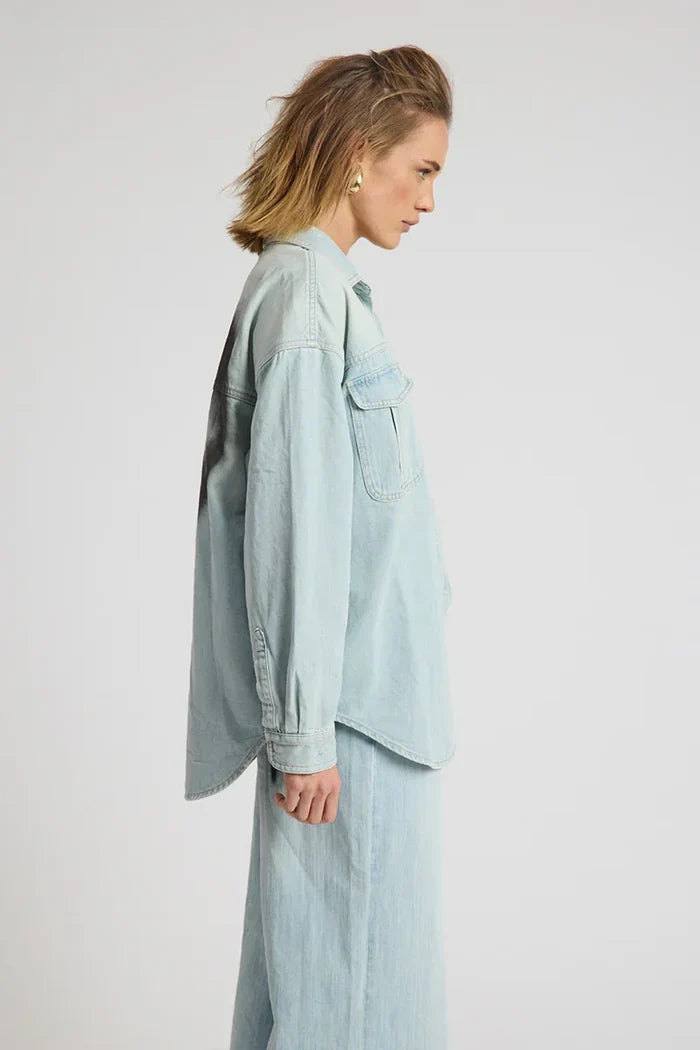 Daydream Heart Oversized Denim Shirt | Sea Mist Blue