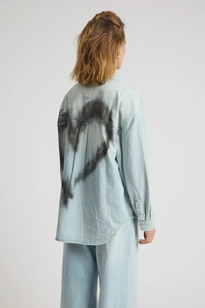 Daydream Heart Oversized Denim Shirt | Sea Mist Blue