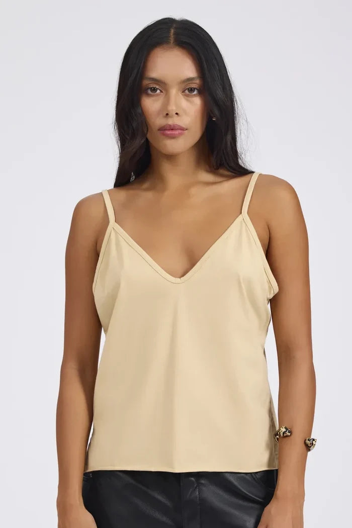 Deep V Front Singlet | Tan