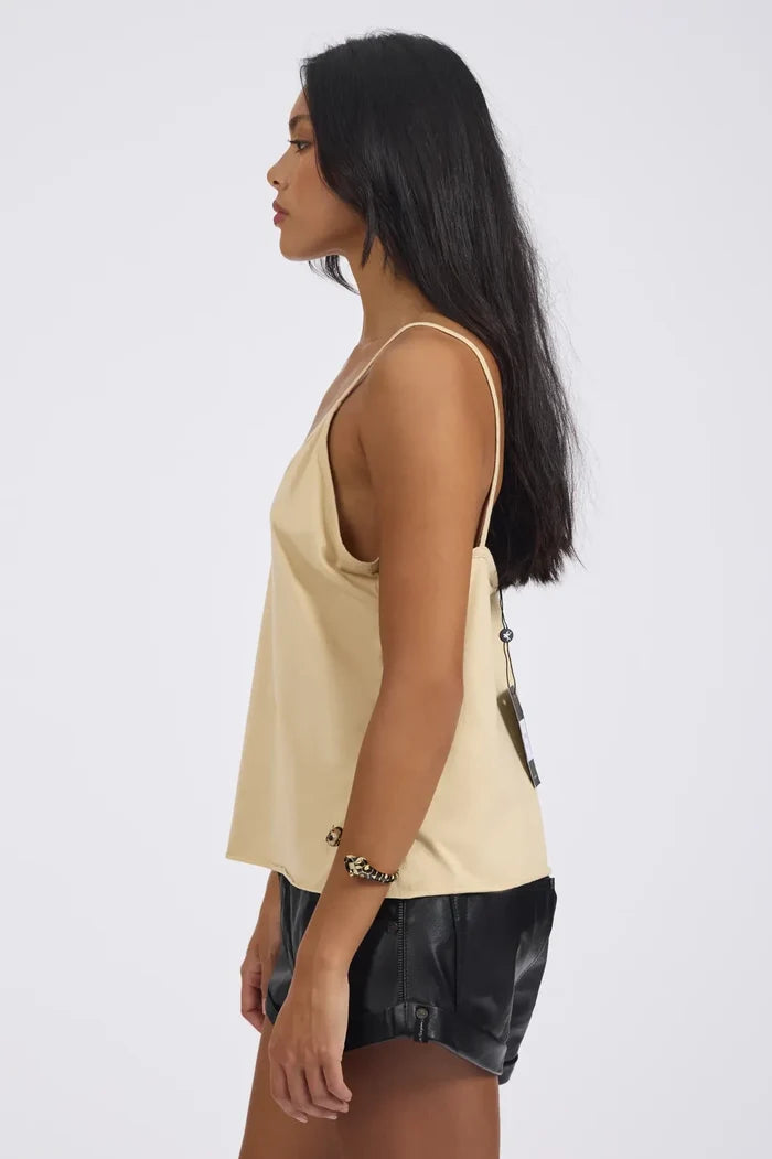 Deep V Front Singlet | Tan