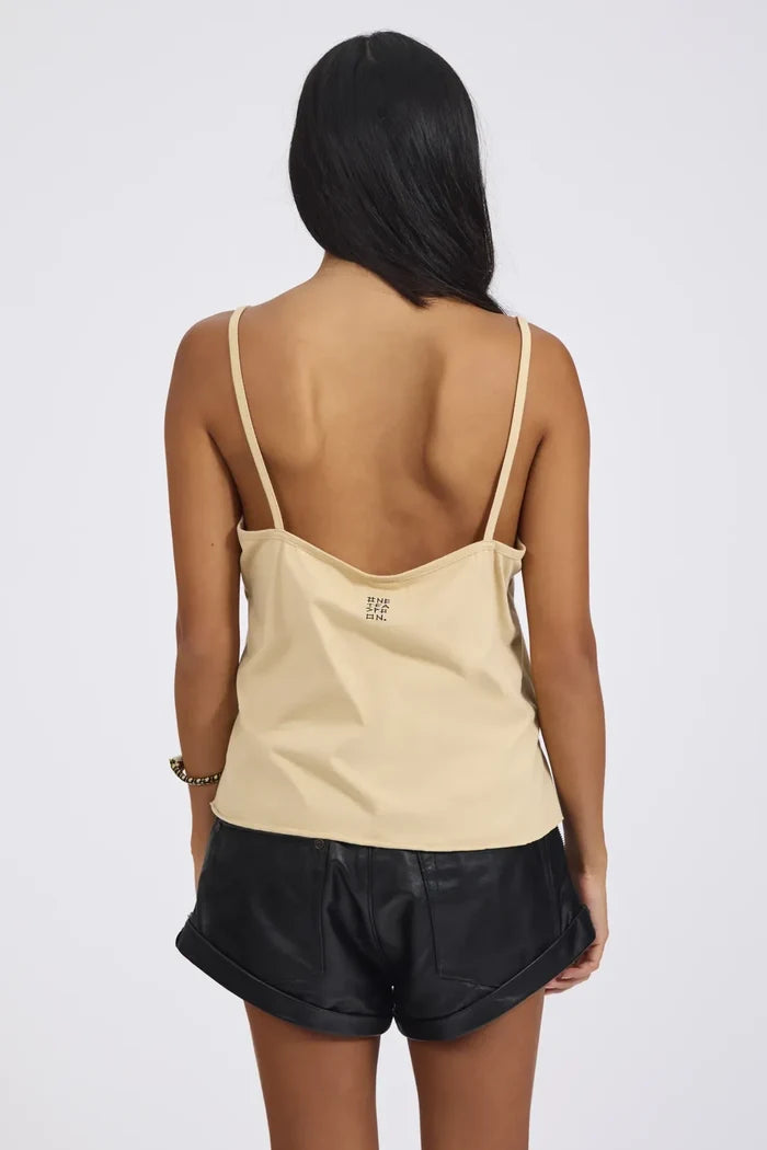 Deep V Front Singlet | Tan