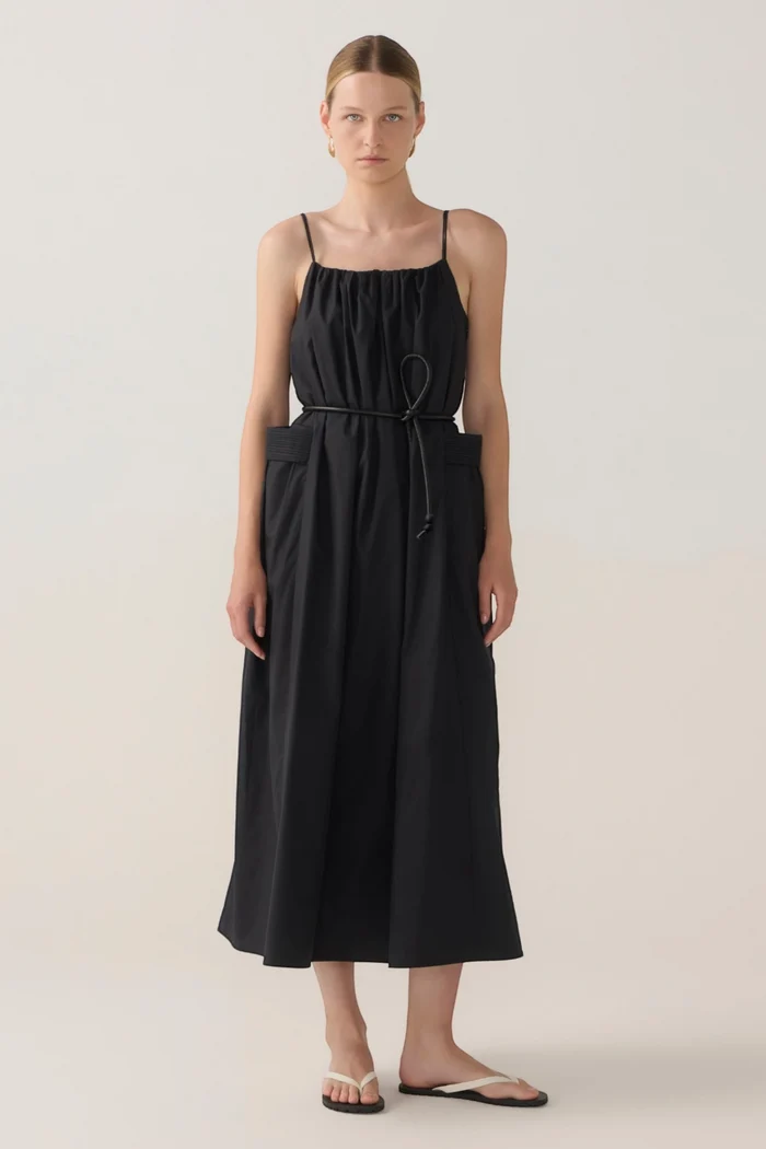 Delphine Dress | Black Cotton Tencel