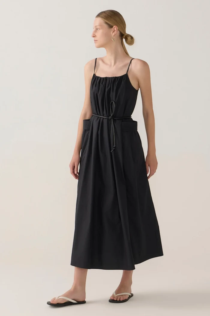 Delphine Dress | Black Cotton Tencel