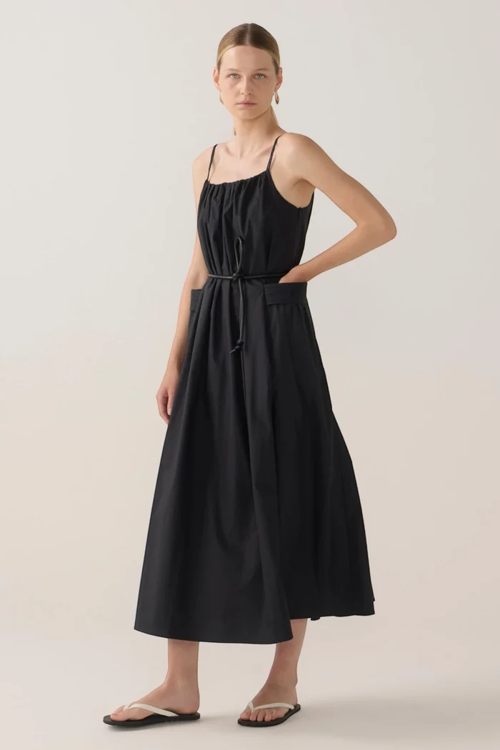 Delphine Dress | Black Cotton Tencel
