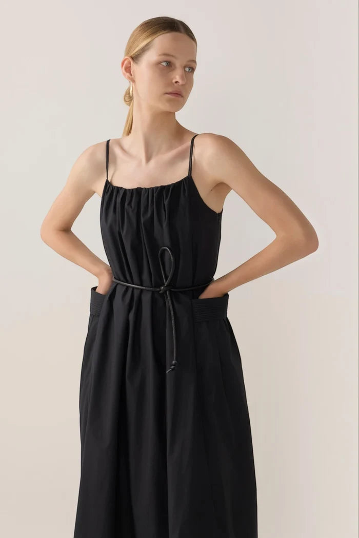 Delphine Dress | Black Cotton Tencel