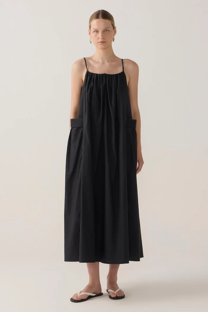 Delphine Dress | Black Cotton Tencel