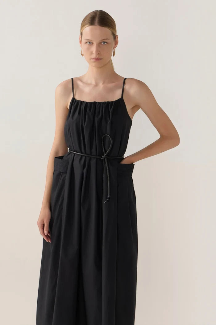 Delphine Dress | Black Cotton Tencel