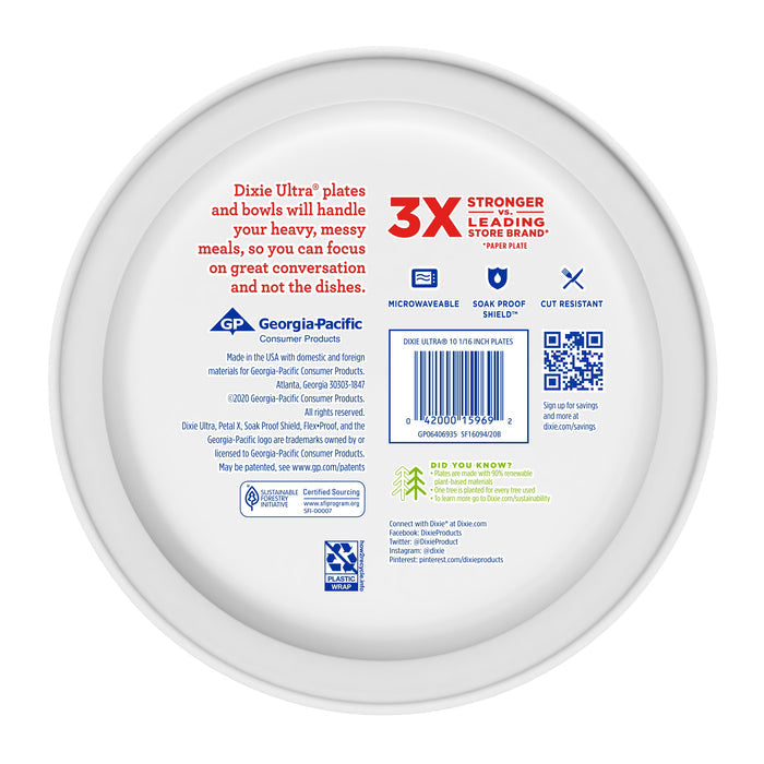 Dixie Ultra Disposable Paper Plates, Multicolor, 10 in, 100 Count