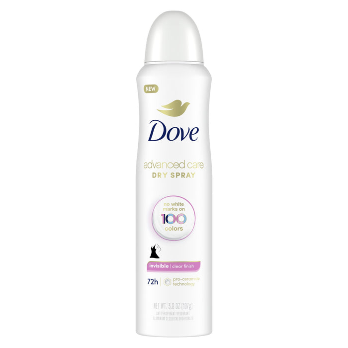 Dove Advanced Care Long Lasting Women's Antiperspirant Deodorant Dry Spray, Clear Finish, 3.8 oz