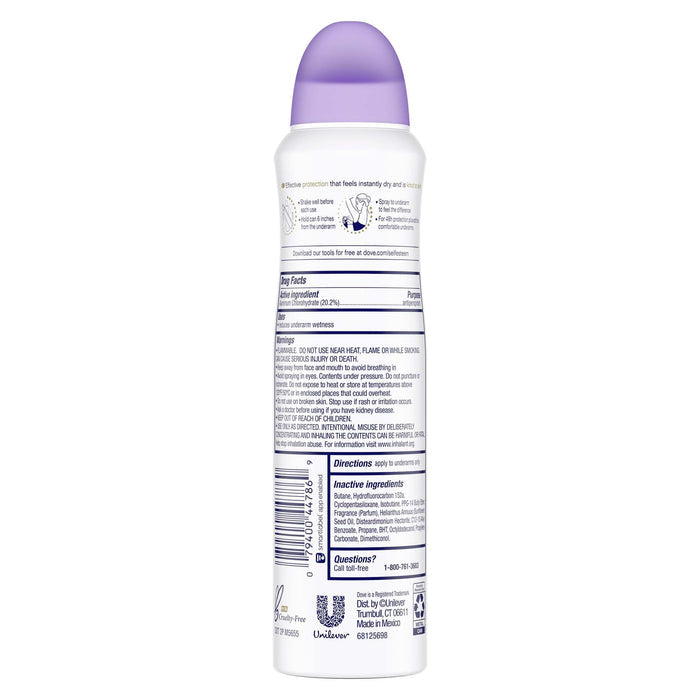 Dove Advanced Care Long Lasting Women's Antiperspirant Deodorant Dry Spray, Lavender Fresh, 3.8 oz