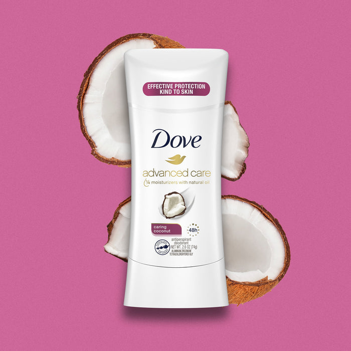 Dove Advanced Care Long Lasting Women's Antiperspirant Deodorant Stick, Caring Coconut, 2.6 oz