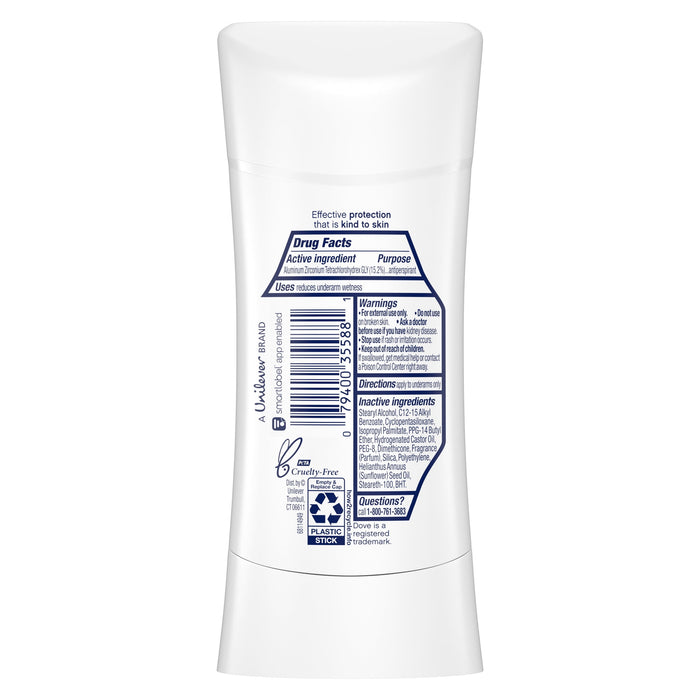 Dove Advanced Care Long Lasting Women's Antiperspirant Deodorant Stick, Unscented, 2.6 oz