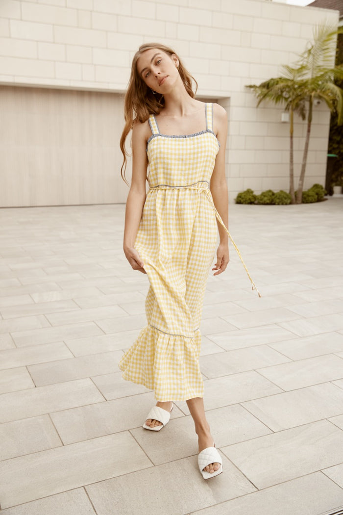 Dreamer Dress in Banana Gingham