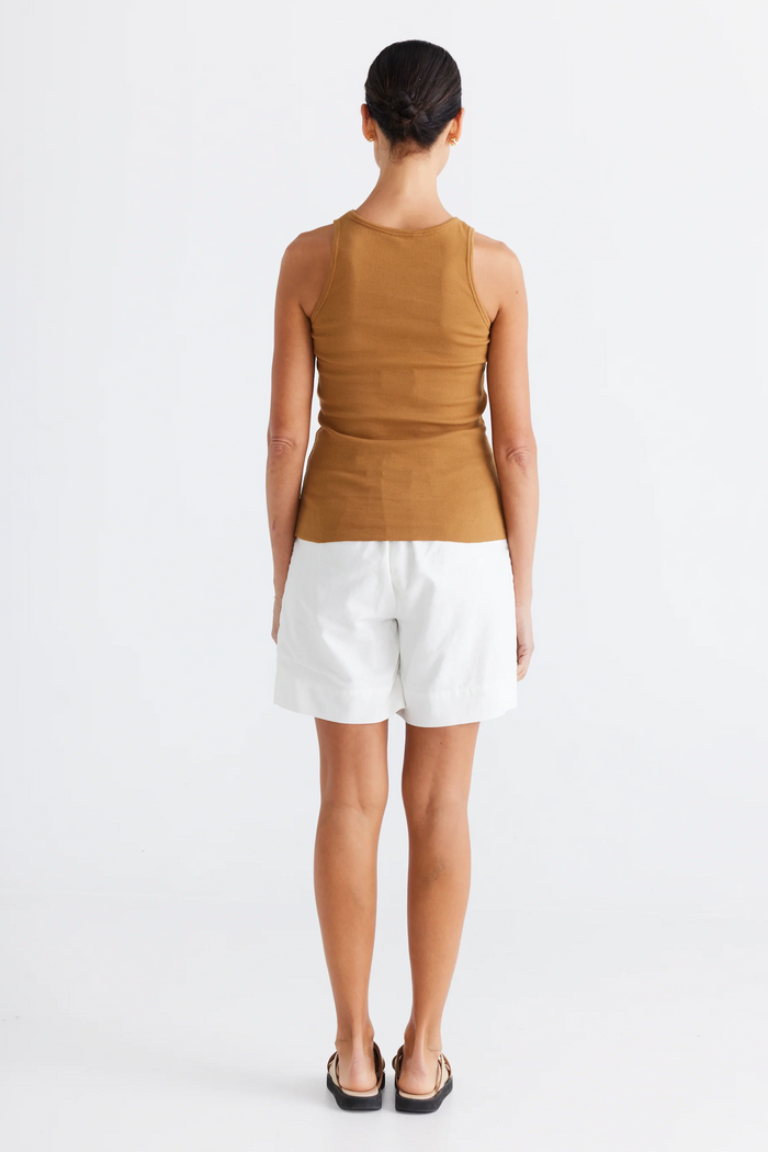 Essential Rib Tank in Toffee