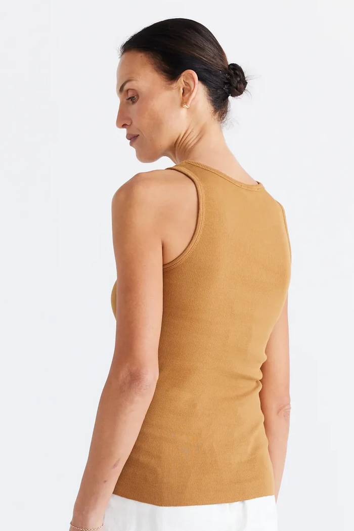 Essential Rib Tank in Toffee
