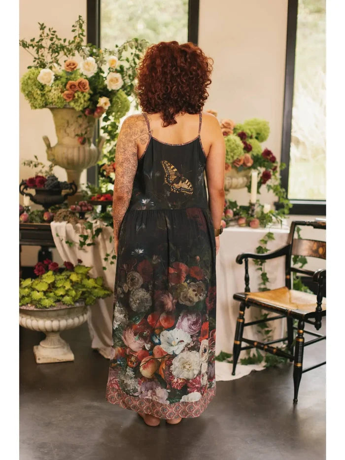 Flight of Fancy Bohéme Long Maxi Slip Dress w/Hummingbirds