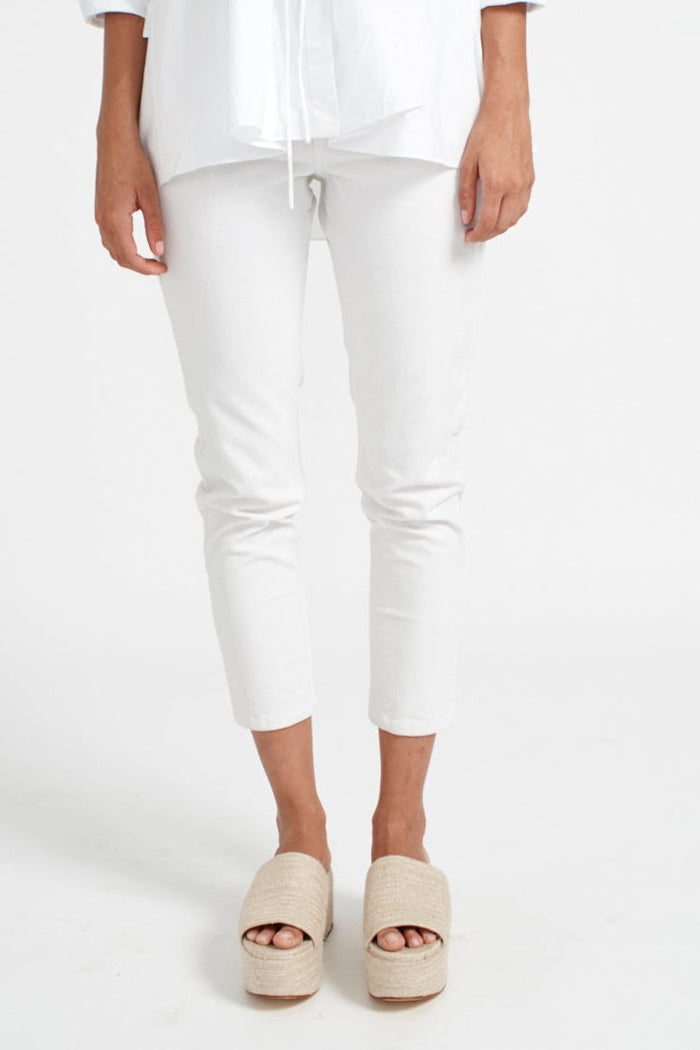 Fluted Cord Jean in White