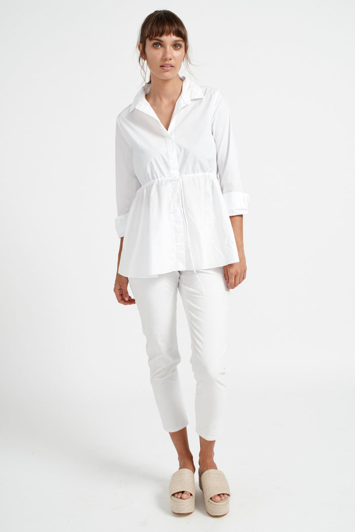 Fluted Cord Jean in White