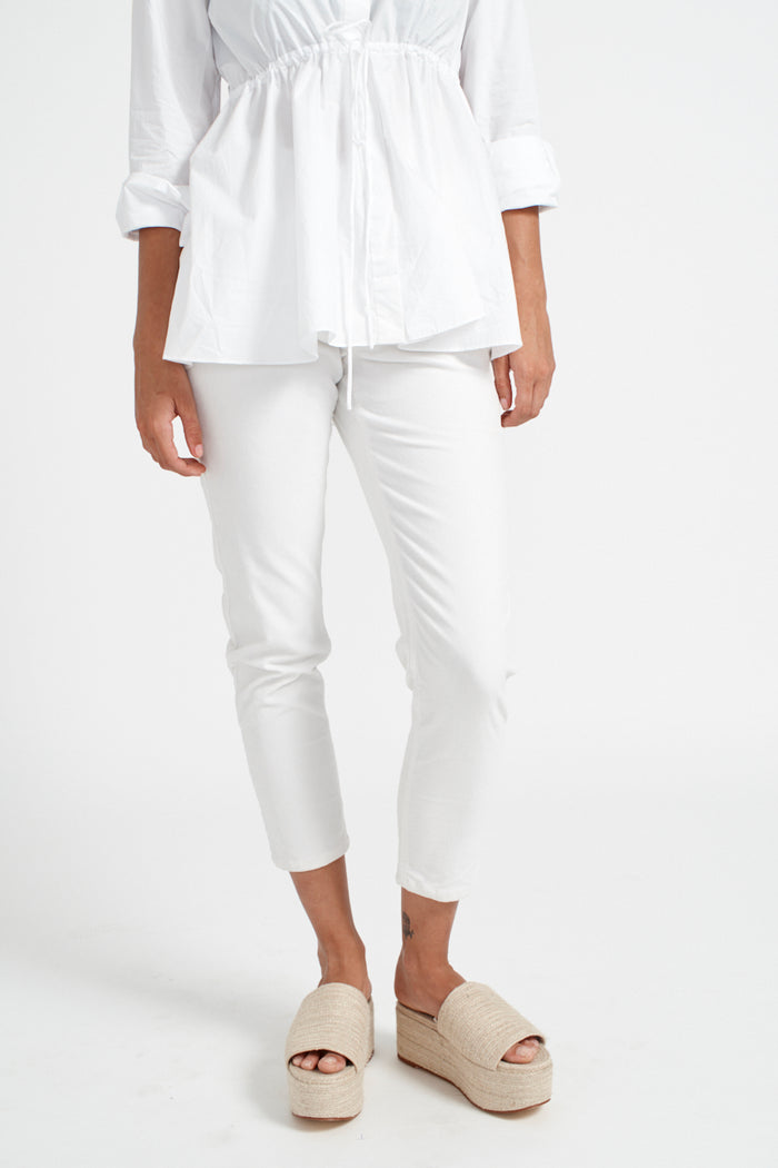Fluted Cord Jean in White