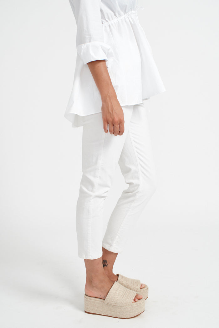 Fluted Cord Jean in White