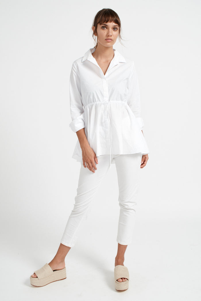 Fluted Cord Jean in White
