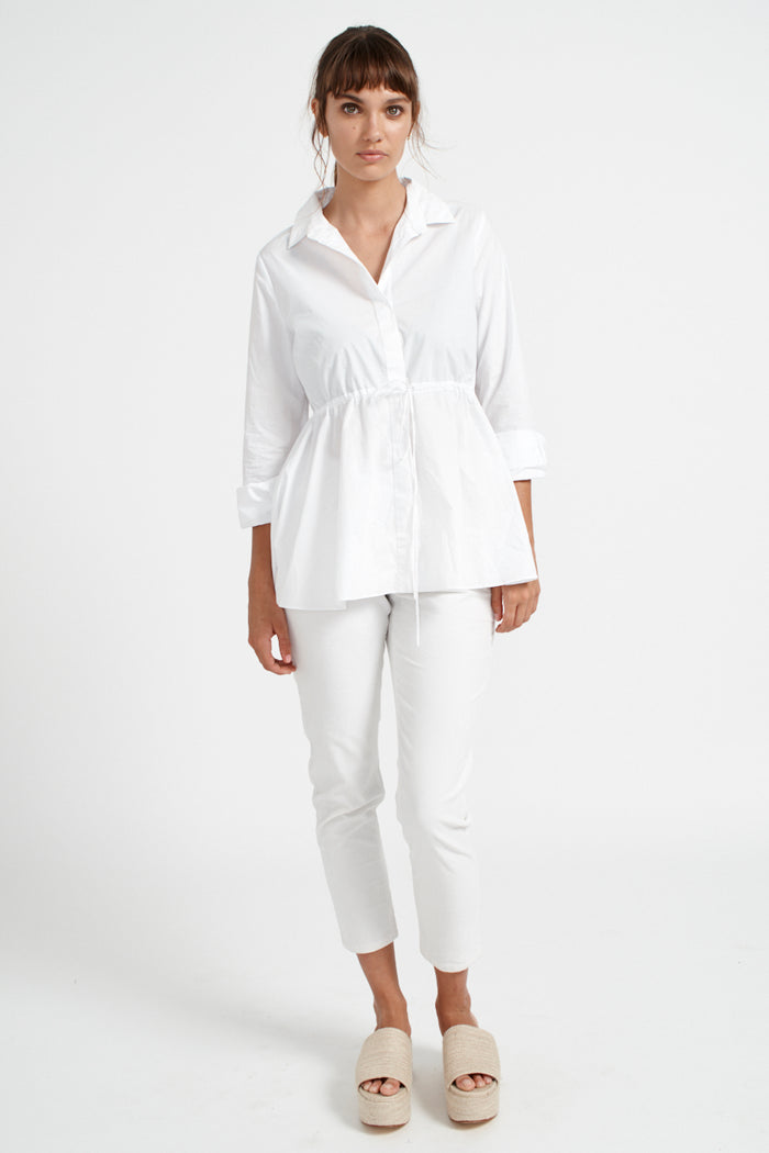 Fluted Cord Jean in White
