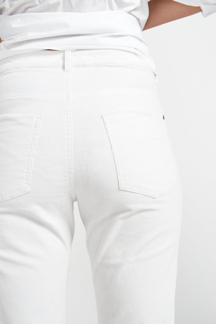 Fluted Cord Jean in White