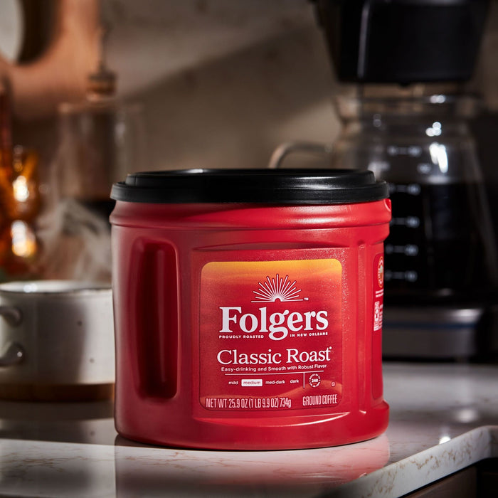 Folgers Classic Roast Ground Coffee, Medium Roast Coffee, 25.9 Ounce Canister