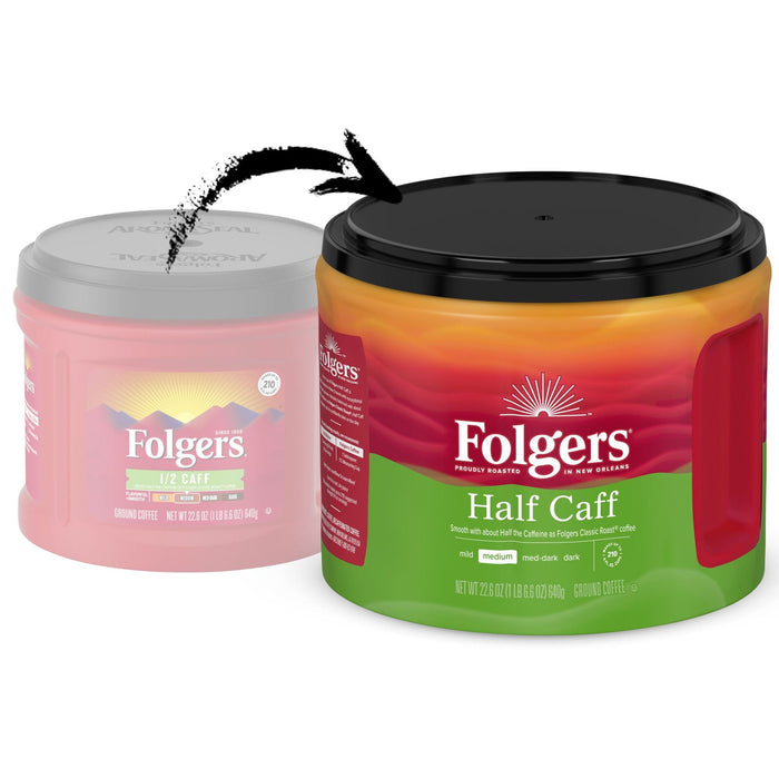 Folgers Half Caff Ground Coffee, Medium Roast, 22.6-Ounce