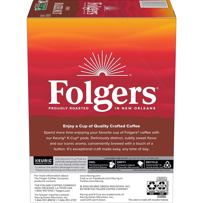 Folgers Toasty Hazelnut Artificially Flavored Coffee, Keurig K-Cups, 24 Count Box