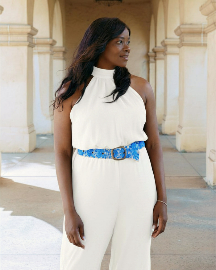 Forget-Me-Not Embroidered Wool Belt
