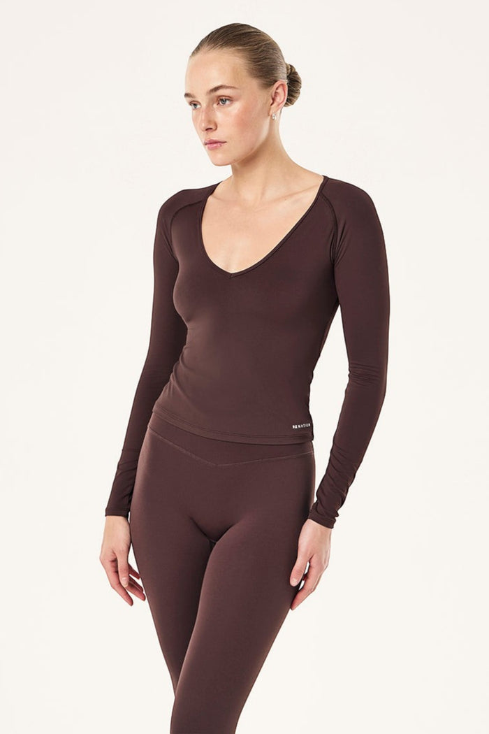 Foundation V Neck Long Sleeve Top | Dark Plum