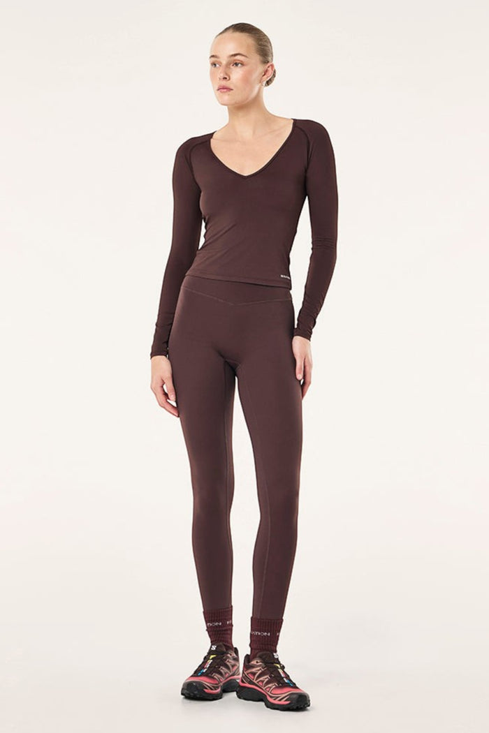 Foundation V Neck Long Sleeve Top | Dark Plum