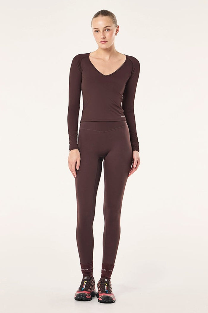 Foundation V Neck Long Sleeve Top | Dark Plum