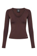 Foundation V Neck Long Sleeve Top | Dark Plum