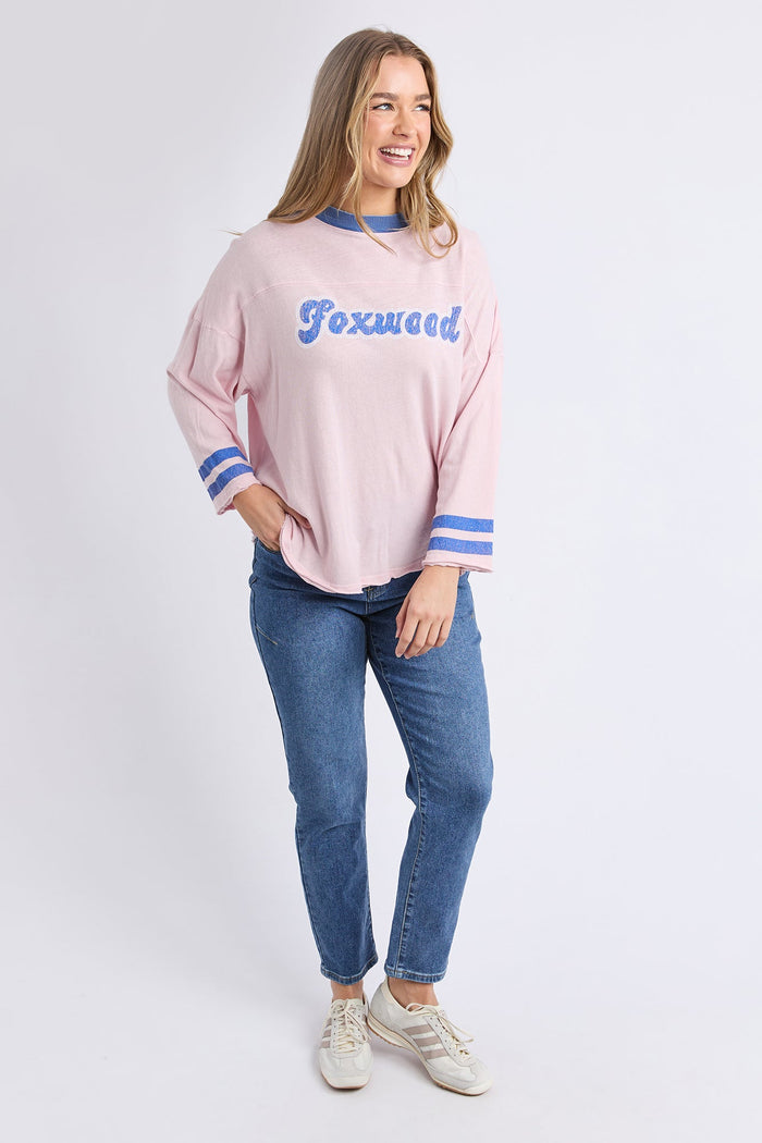 Foxwood Ringer Long Sleeve Tee | Pale Pink