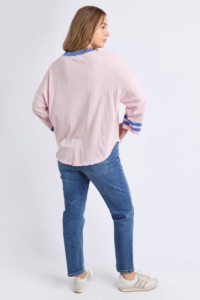 Foxwood Ringer Long Sleeve Tee | Pale Pink