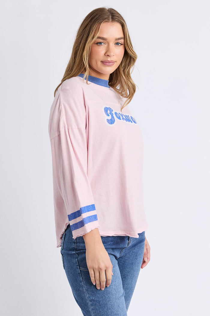 Foxwood Ringer Long Sleeve Tee | Pale Pink