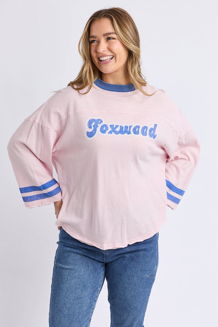 Foxwood Ringer Long Sleeve Tee | Pale Pink