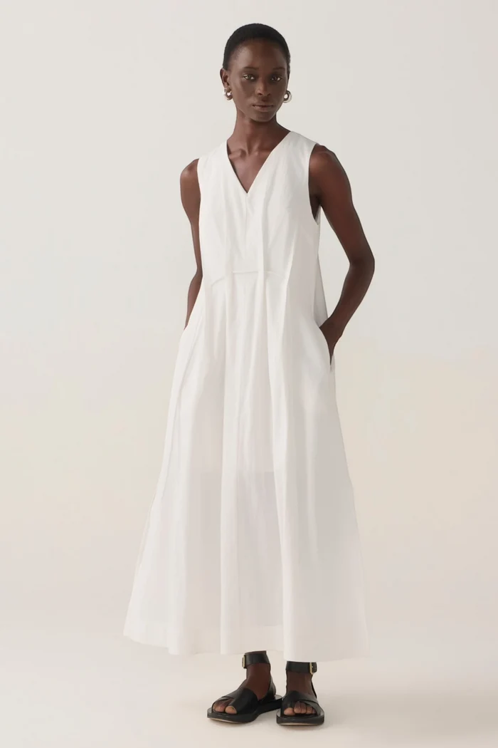 Frankie Dress | White Spotty Cotton