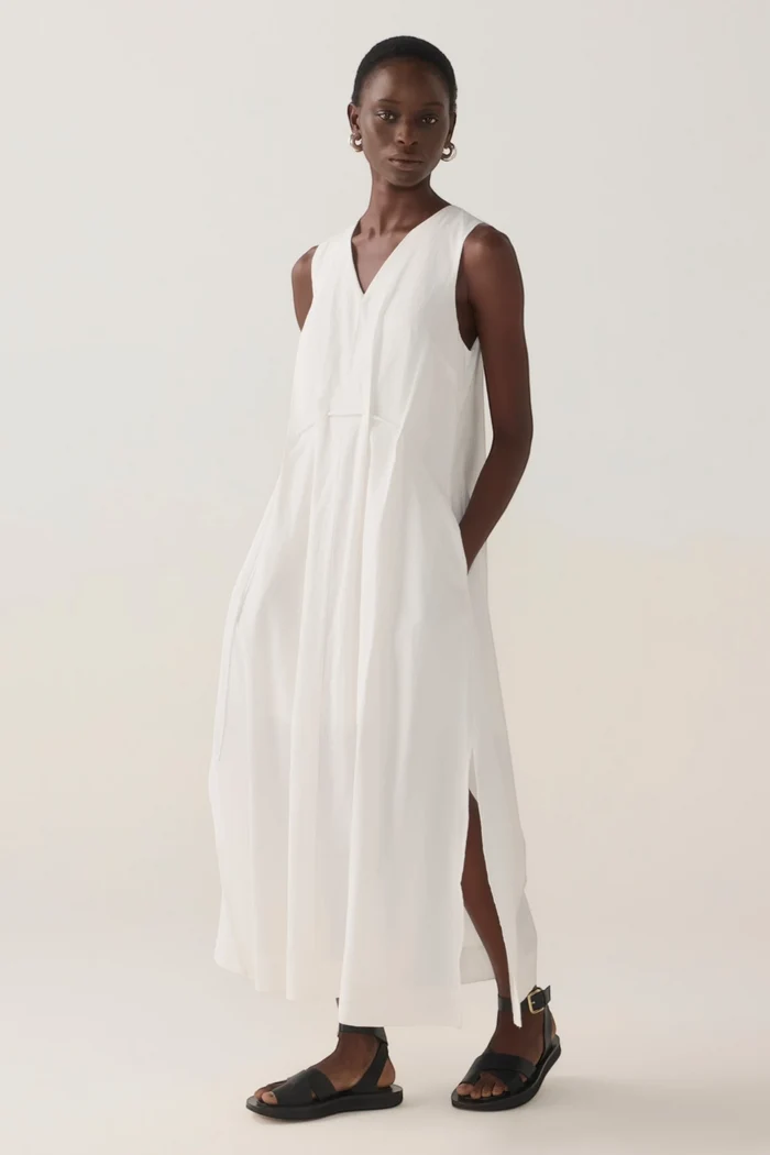 Frankie Dress | White Spotty Cotton