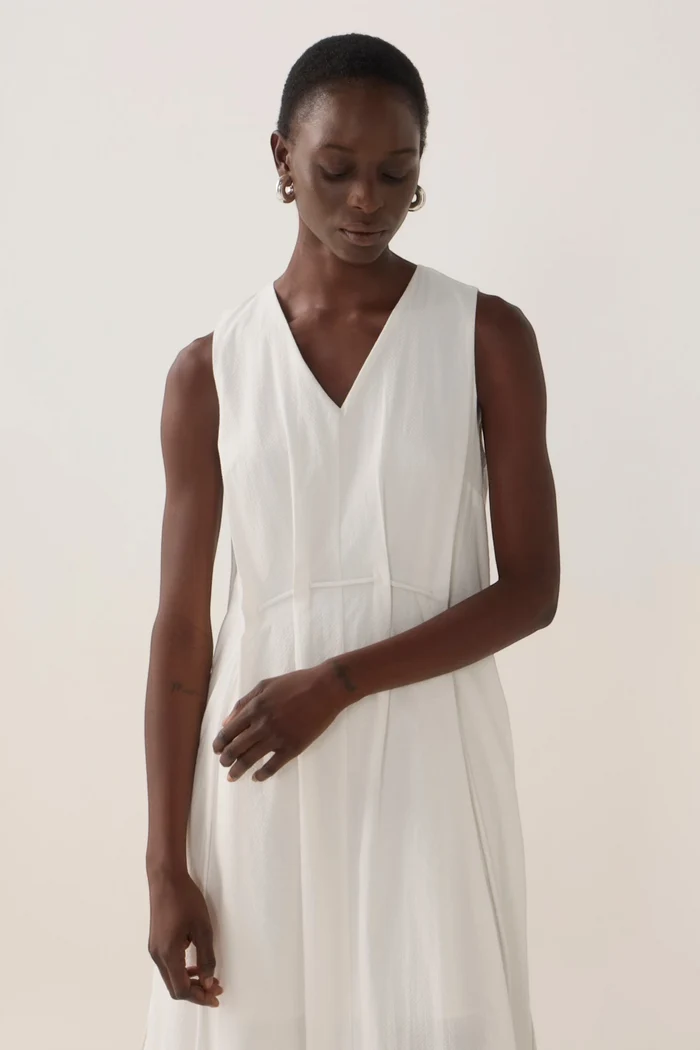 Frankie Dress | White Spotty Cotton