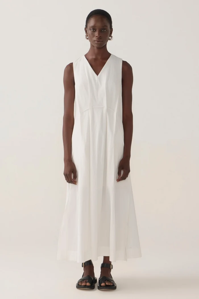 Frankie Dress | White Spotty Cotton